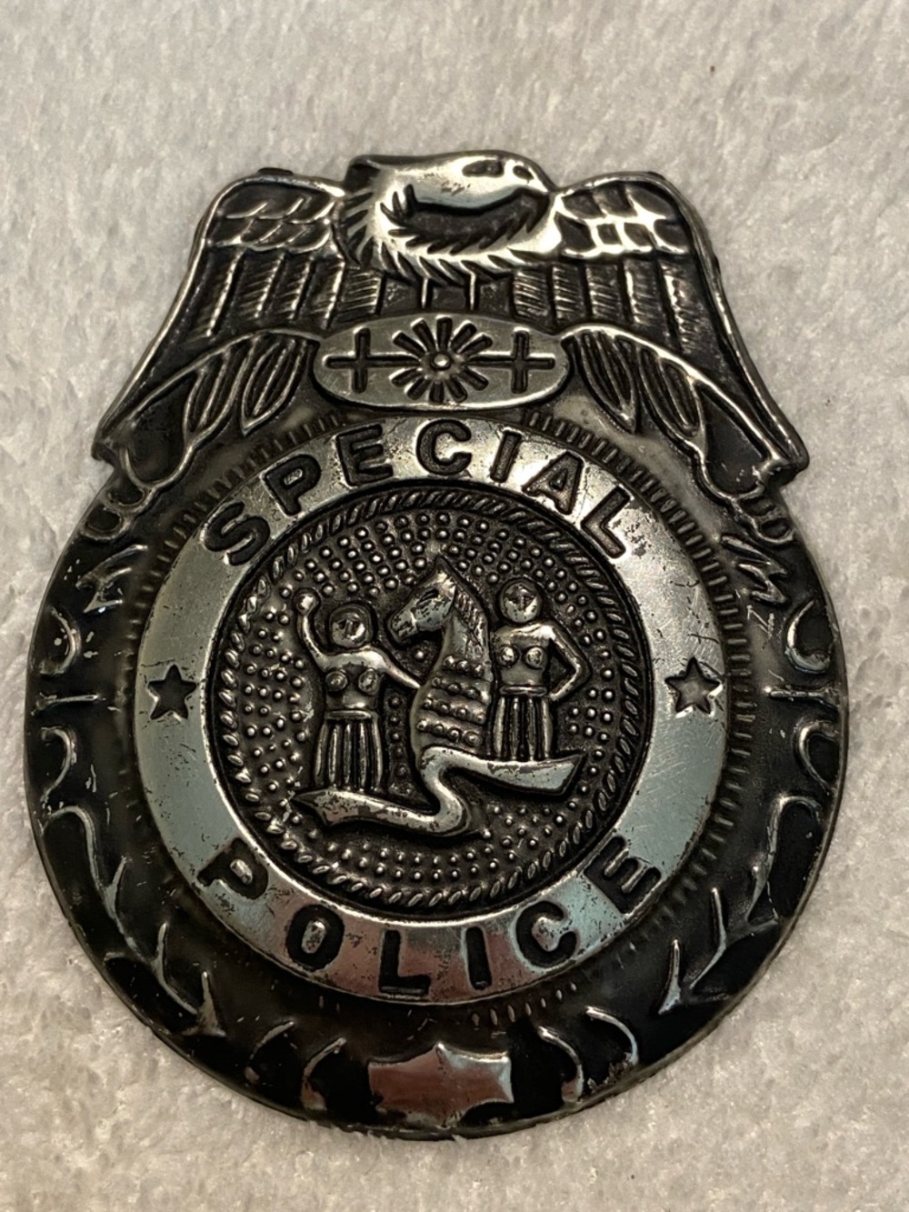 Vintage Silver-Tone Tin Play Special Police Badge Pin